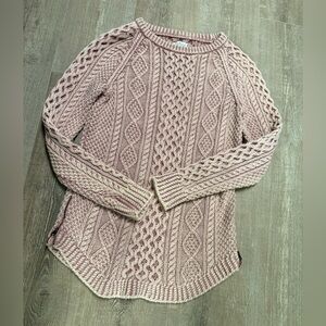 Women’s Signature LL Bean Soft Pink Cable Knit Fisherman  Sweater small